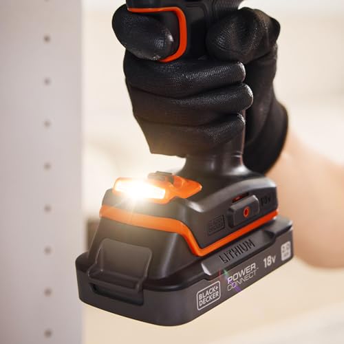 BLACK+DECKER POWERCONNECT™ 18V Trapano avvitatore a batteria con 2 batterie da 2,0Ah, caricatore da 1A e kitbox, BCD382D2XK-QW