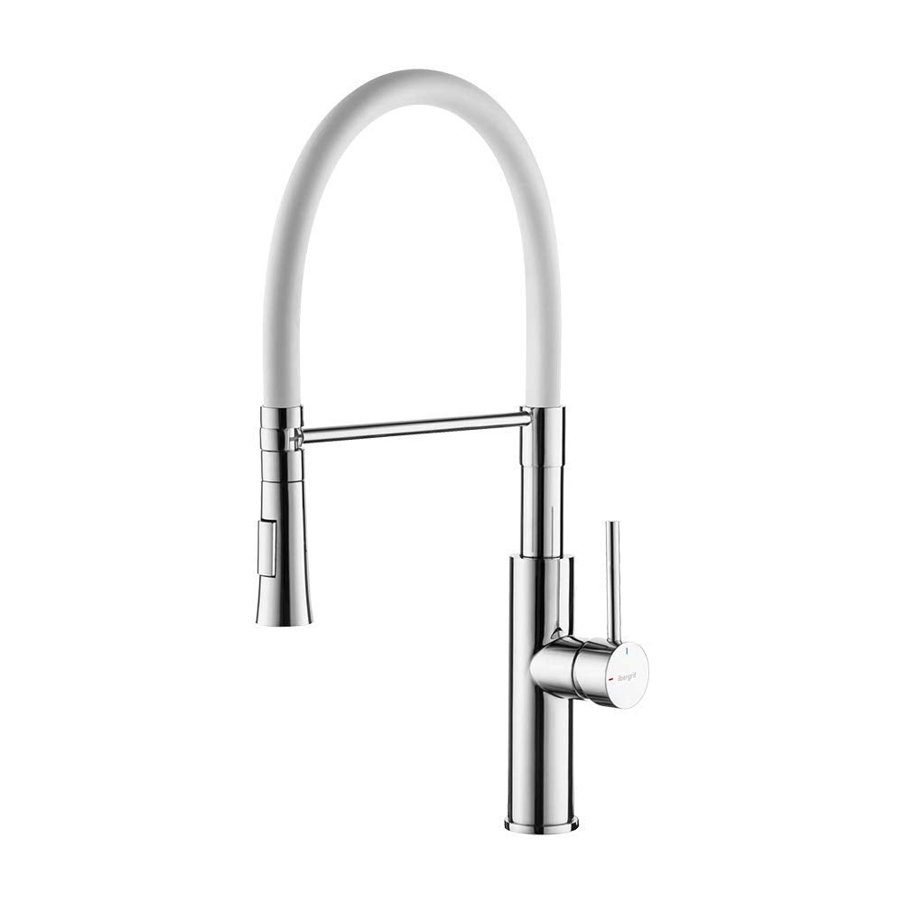 Ibergrif M22115-3 - Rubinetto da cucina, argento / bianco