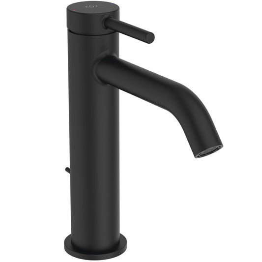 Ideal Standard BD847XG Ceraline Nuovo, rubinetto per lavabo con scarico, rubinetto da bagno con beccuccio, miscelatore per lavabo, a risparmio acqua, nero (Silk Black)