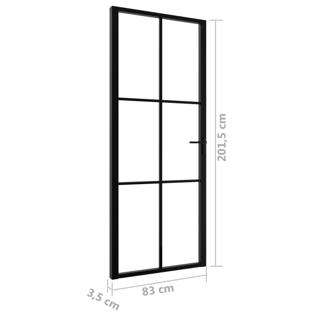 vidaXL Porta da Interno ESG Vetro e Alluminio 83x201,5 cm Nera