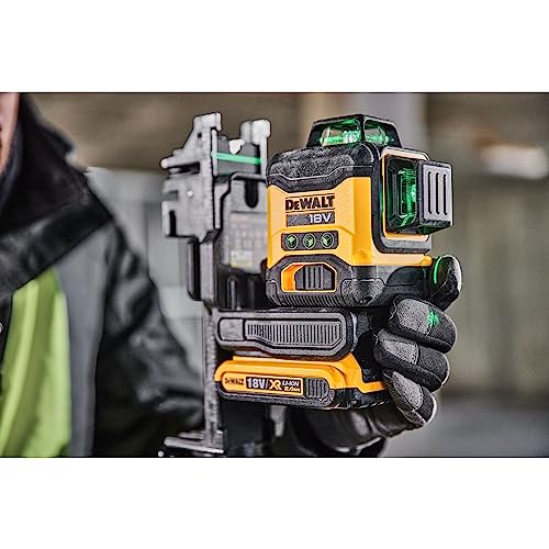 DEWALT DCLE34031D1 laser multilinea cordless a 360°verde(autolivellante, precisione +/- 3 mm 10m,compatibile con batterie XR da 18 V,inclusa batteria e caricabatterie, staffa da parete, target verde)