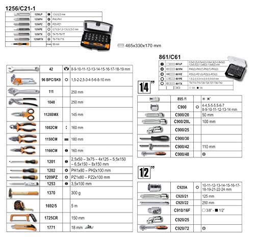 BETA - 2056E/E-20 Assortimento di 163 attrezzi con valigetta porta attrezzi per la manutenzione generale