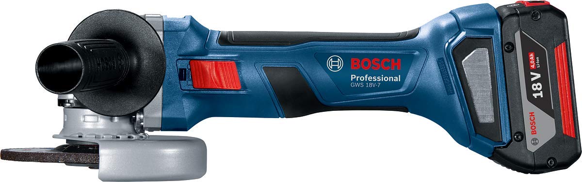 Bosch Professional 18V System Smerigliatrice angolare a batteria GWS 18V-7 (Ø disco 125 mm, incl. 2 batt. 4,0Ah, GAL 18V-40,impugn. suppl., L-BOXX)