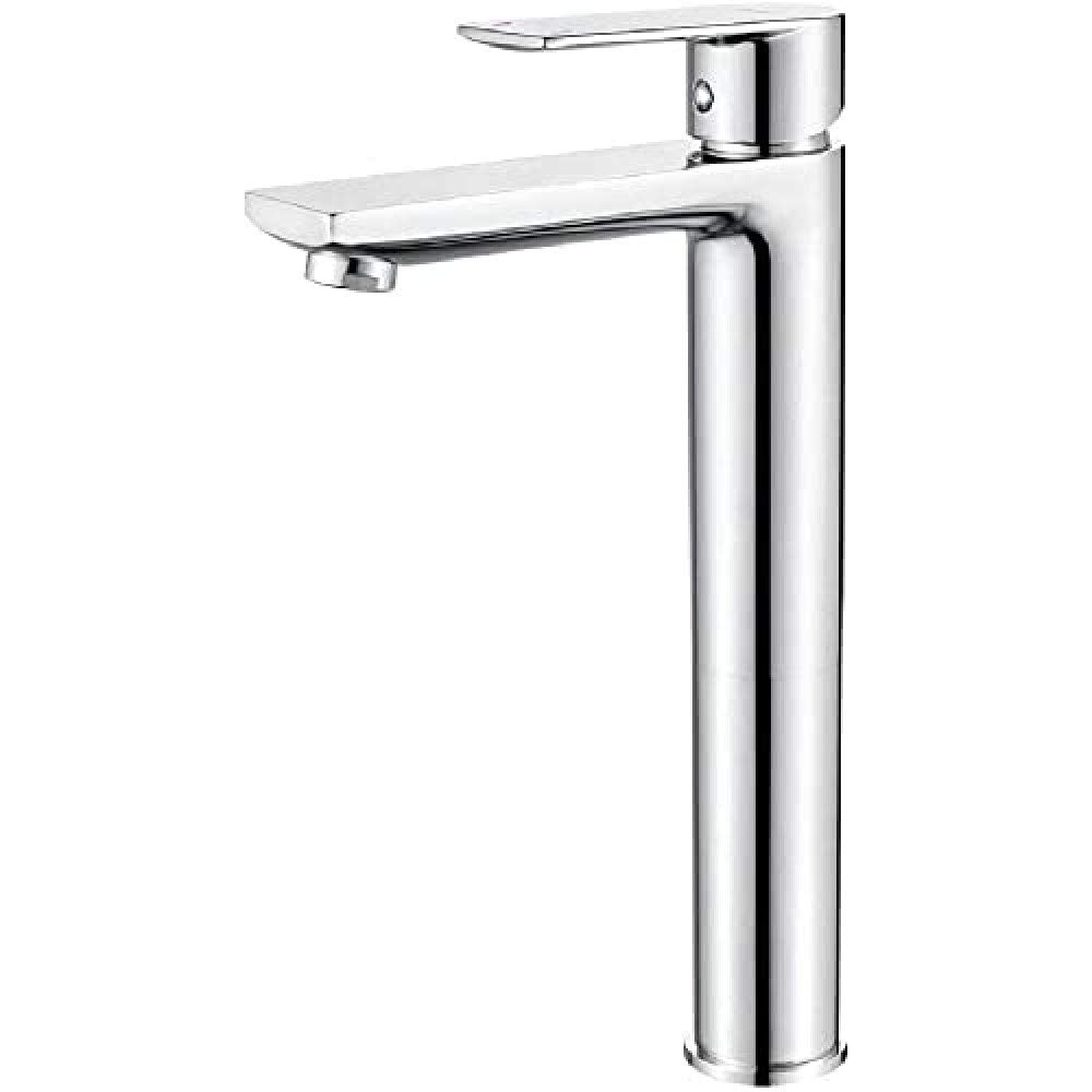 Ibergrif M11102 Supreme, Rubinetto Monocomando per Bagno, Miscelatore Lavabo Alto, Cromo, Argento