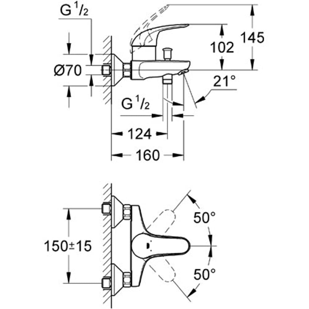 GROHE Swift Miscelatore Monocomando Esterno per Vasca/Doccia 23270000