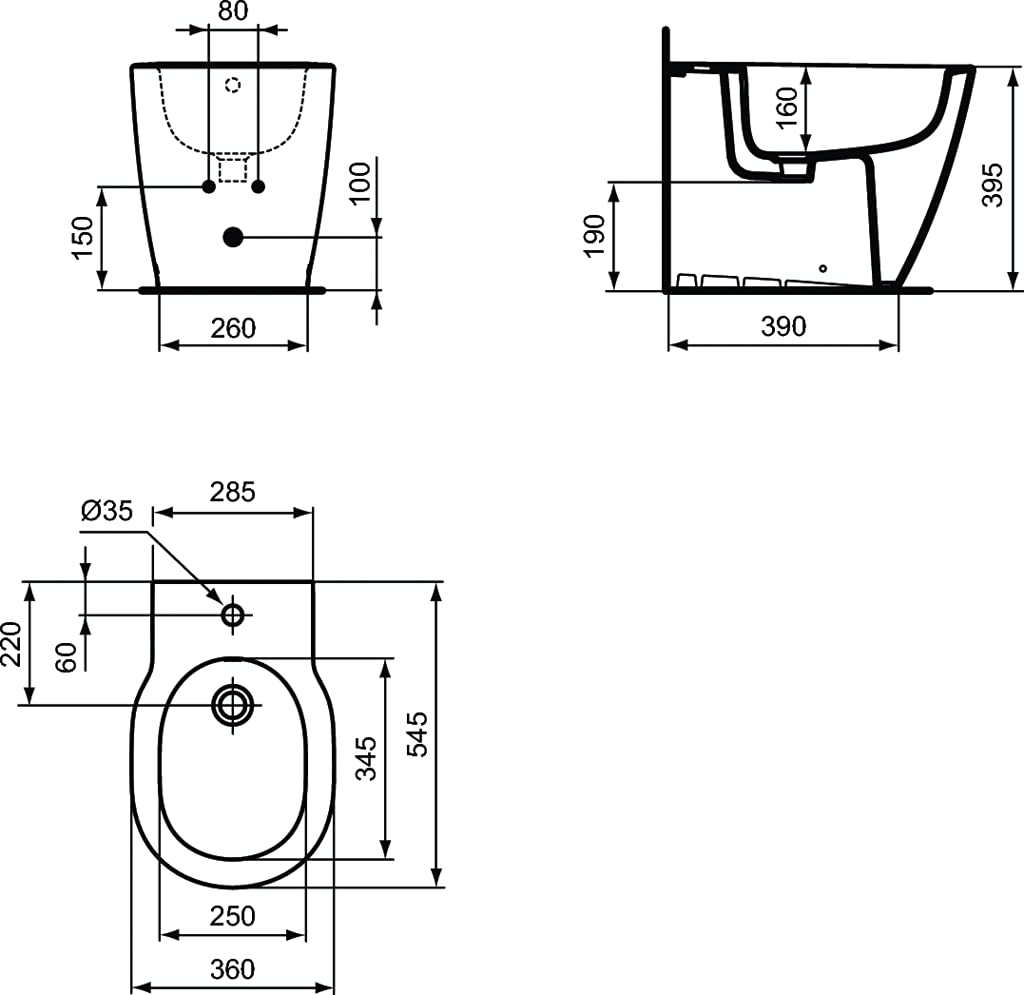 Ideal Standard E774201 CONNECT Bidet a terra universale filo parete - Bianco