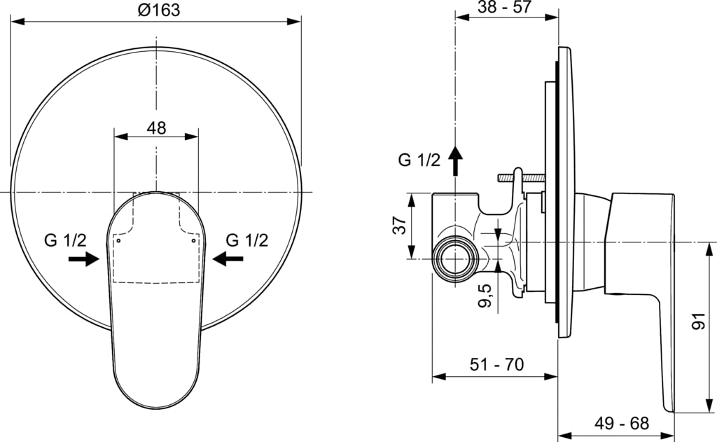 Ideal Standard - Cerafine O Miscelatore Doccia ad Incasso - Nero Seta