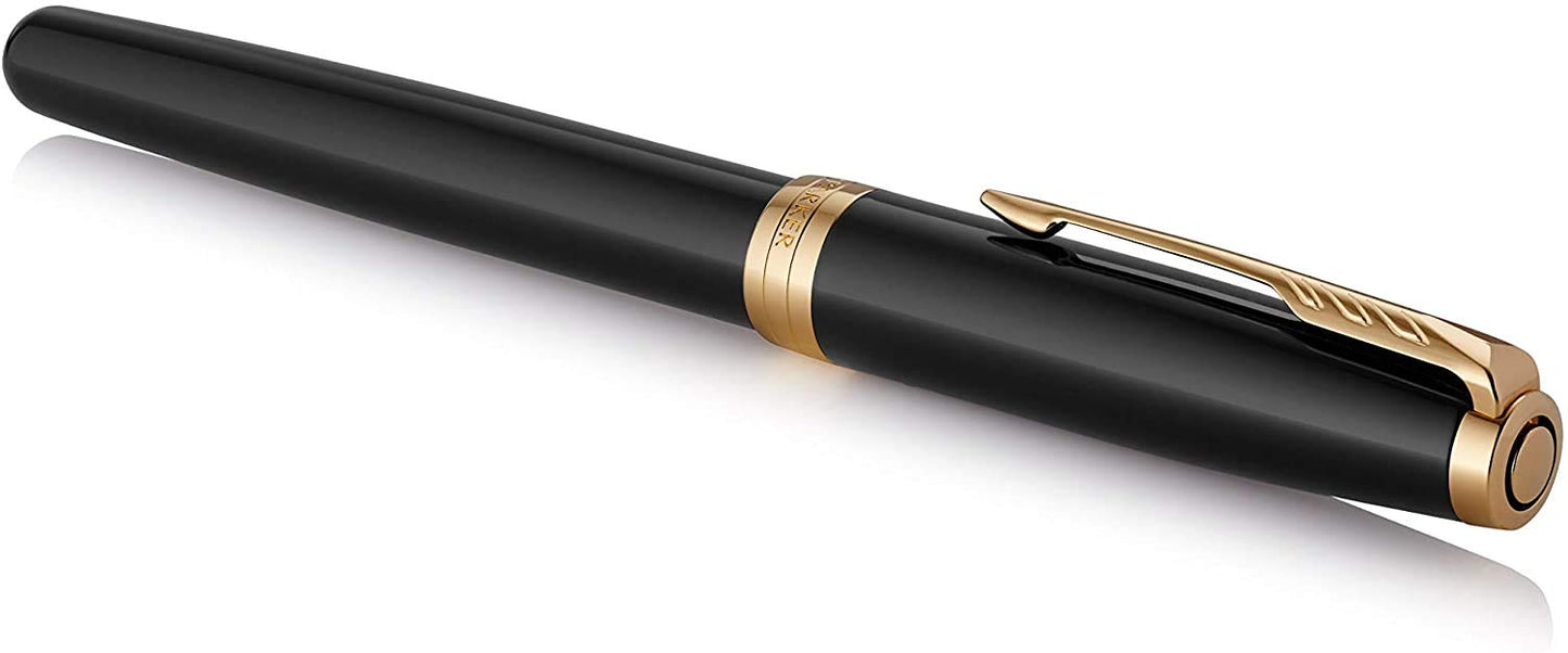 Parker Sonnet Penna Stilografica Nera Con Finiture Oro + Portatessere