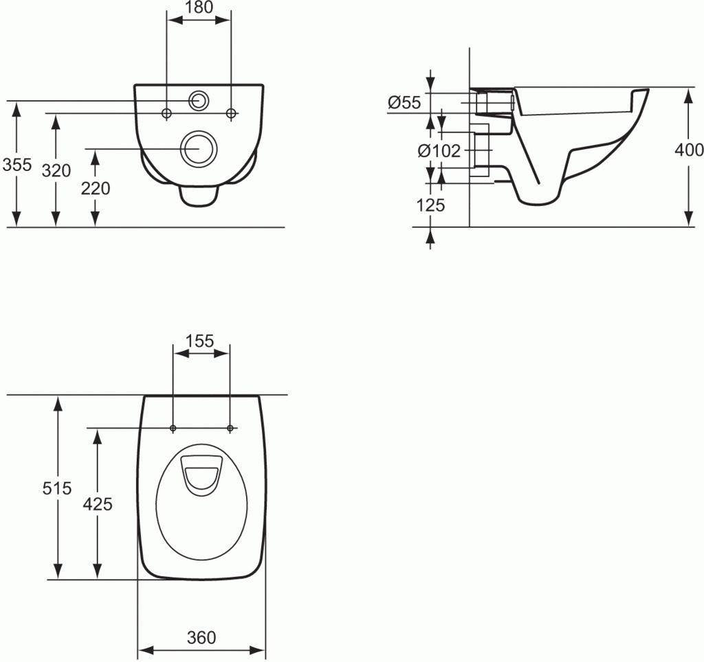 Ideal standard cantica t311661 vaso sospeso con scarico orizzontale.