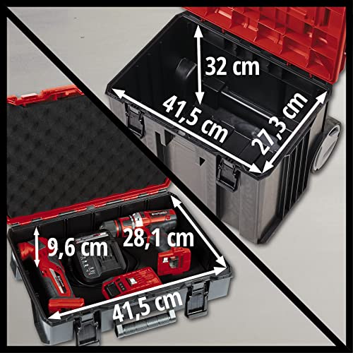 Einhell E-Case Tower Set di valigie originali (massimo 120 kg, composto da 3 valigie con accessori, conservazione e trasporto di accessori e attrezzi, impilabili, collegabili)