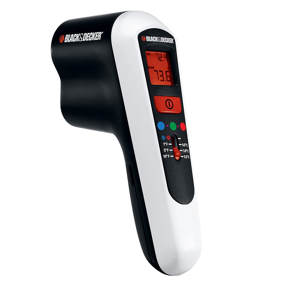 BLACK+DECKER RILEVATORE TERMICO: RILEVAZIONE DI SPIFFERI FREDDI E CALDI - DISPLAY DIGITALE PER LETTURA TEMPERATURA - SENSORE RAGGI INFRAROSSI - BATTERIA 9V TLD100-XJ