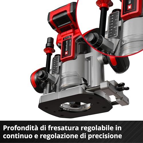 Einhell Set fresatrice professionale a batteria TP-RO 18 Set Li BL-Solo Power X-Change (18 V, brushless, regolazione fine della profondità di fresa, accessori + custodia, senza batteria)