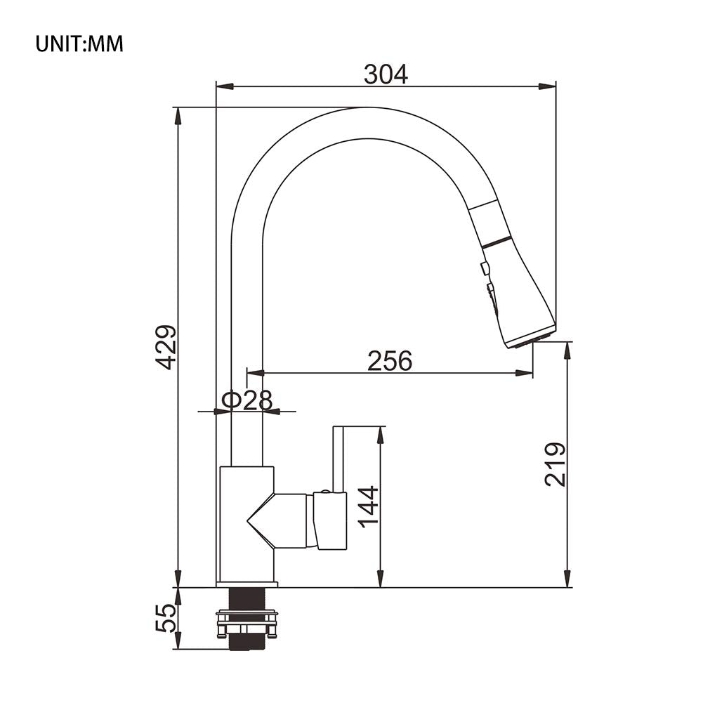 Ibergrif M22136-98 - Rubinetto da Cucina con Doccetta Estraibile, Miscelatore Monocomando per Lavello, Bassa Pressione