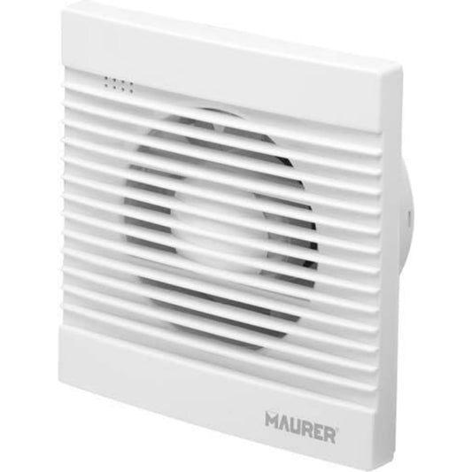 MAURER 19030605 FAN-01. Aspiratore elicoidale da Parete 16W. Rumorosità 35dB, Portata 138 m2/h e 2050 Giri/min. 18x18cm:Diametro 116mm, Bianco, 18x18 cm