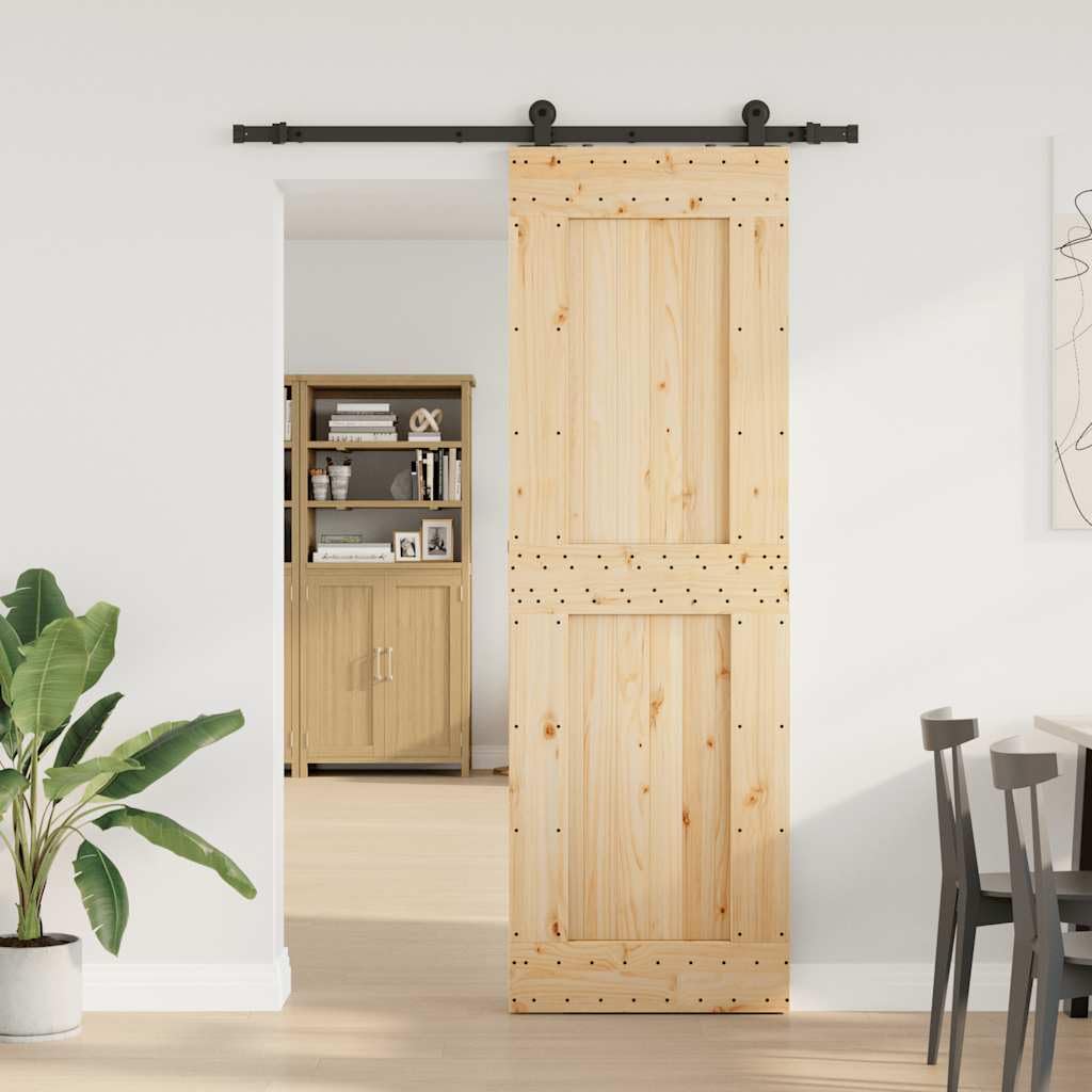 vidaXL Porta Scorrevole con Set Hardware 70x210 cm Legno Massello Pino