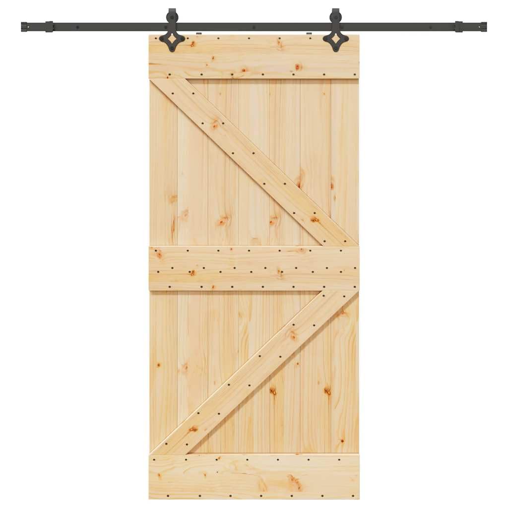 vidaXL Porta Scorrevole con Set Hardware 100x210cm Legno Massello Pino