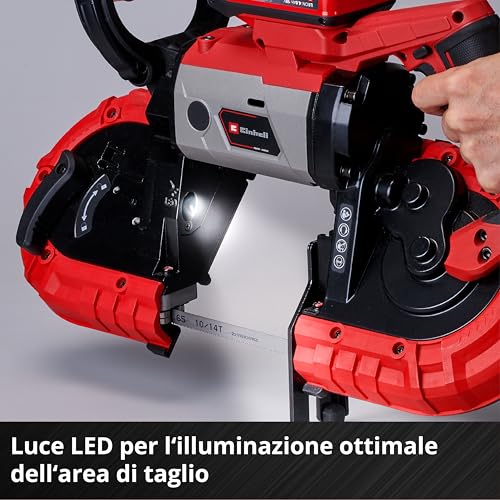 Einhell Sega a nastro per metallo a batteria TE-MB 18/127 U Li-Solo Power X-Change (18 V, altezza di taglio 115 mm, larghezza di taglio 127 mm, telaio inferiore, incl. 2 lame a nastro, senza batteria)