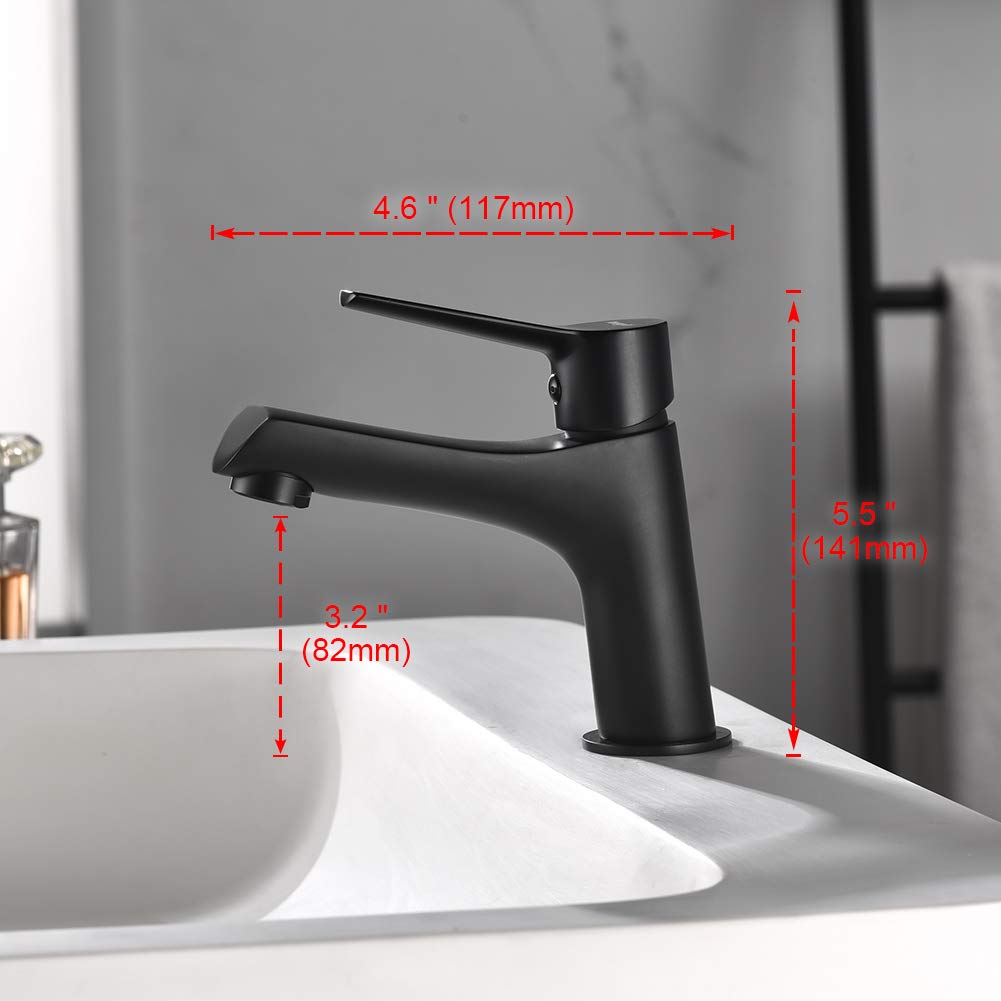 Ibergrif M11026B Rubinetto per Lavabo Miscelatore per Bagno, Rubinetto Lavabo Nero, Rubinetto Lavabo Bagno, Miscelatore Monocomando per Lavabo, Miscelatore del Bacino Della Valvola di Ceramica,