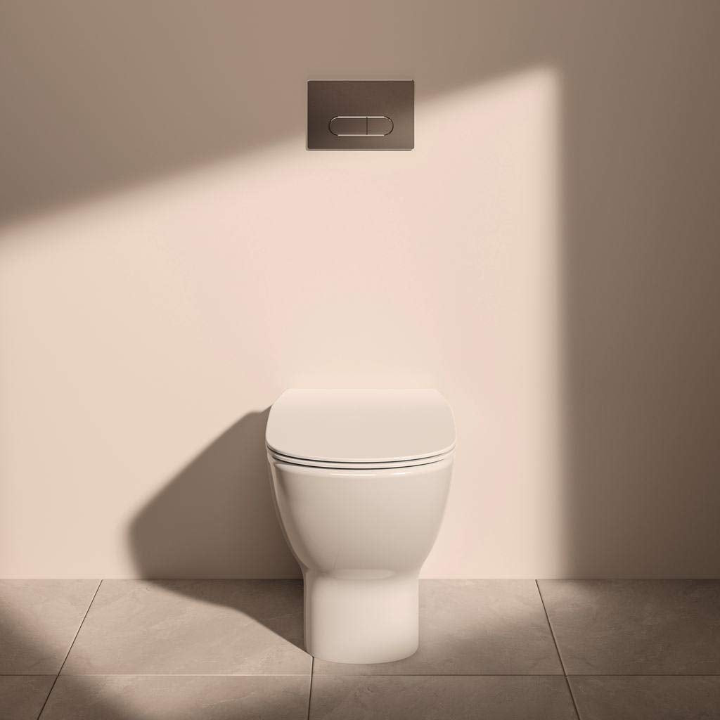 Ideal Standard - Tesi, WC a terra filo parete universale Aquablade, Copriwater sottile con chiusura normale, Bianco