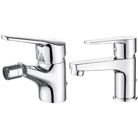 Ibergrif M15050-Roma Bidè per Lavabo Rubinetto per Bagno, Cromo & Star, Miscelatore Monocomando per Bagno, Rubinetto per Lavabo, Cromo, Argento