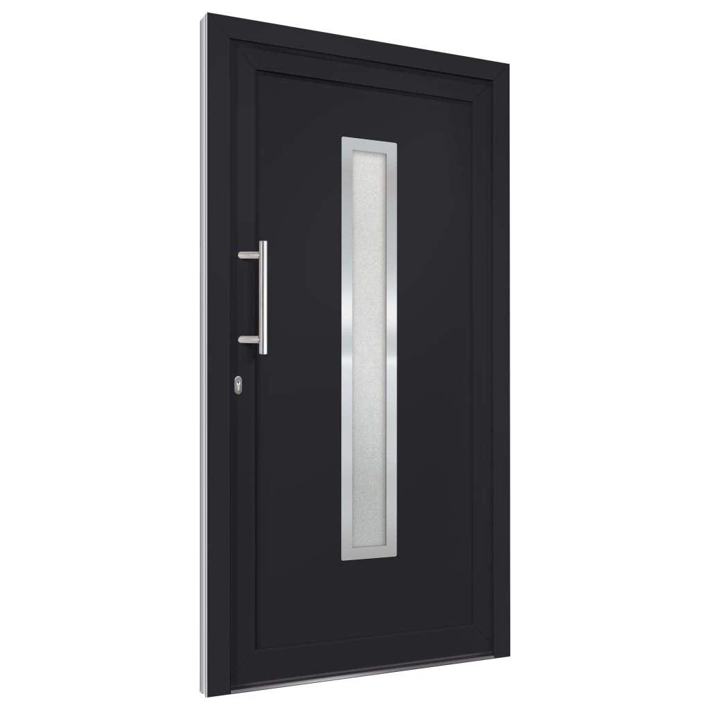 vidaXL Porta di Ingresso con Accessori Sicurezza Eleganza Entrata Casa Edifici Soglia Alluminio Rinforzi e Anima in Acciaio Antracite 108x208 cm