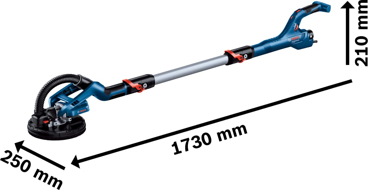 Bosch Professional Levigatrice per Cartongesso Gtr 55-225 (550 Watt, Ø Platorello Abrasivo 215 Mm, Incl. 1 Foglio Abrasivo M480, 1 Set di Platorelli Abrasivi Morbidi, 3 Fermacavi, in Valigetta)