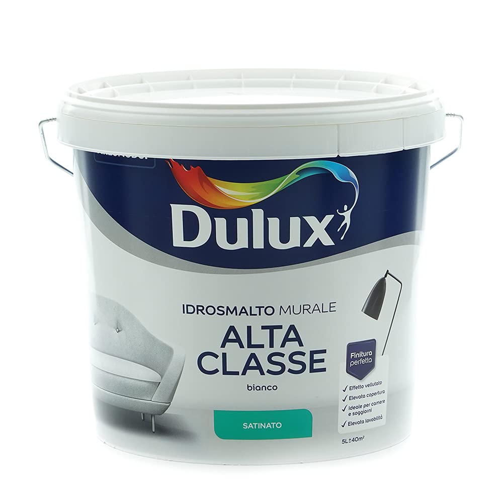 Dulux ALTA CLASSE Smalto Murale all'Acqua per Interni, Ottimo Camere e Soggiorni, 5 Litri, Satinato