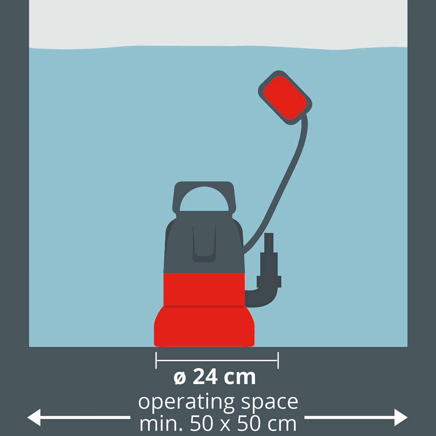 Einhell GC-SP 3580 LL Pompa immersione acque chiare fondo piatto (350 W, portata max 8000 L/h, prevalenza 7.5 m, immersione max 7m) & Kit accessori tubo di aspirazione nero 7 metri