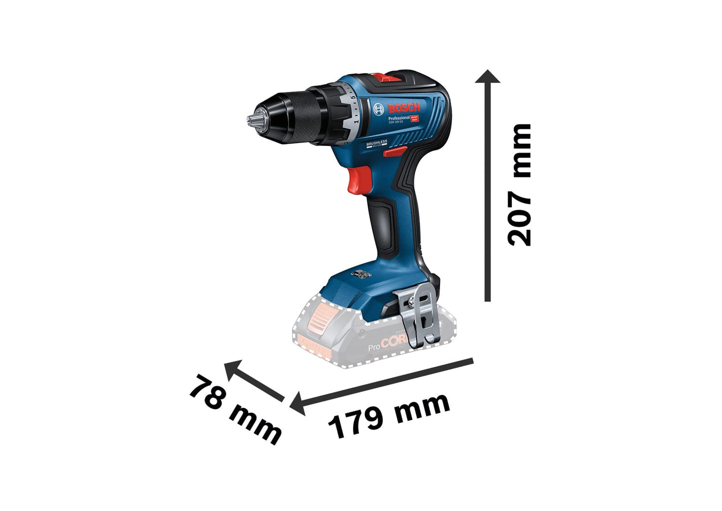 Bosch Professional GSR 18V-55 - Avvitatore a batteria (2 batterie da 4,0 Ah, sistema da 18 Volt, coppia massima: 55 Nm, in L-Boxx