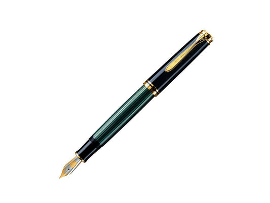 Pelikan 979435 - Penna Stilografica Linea M600 Classic, Verde Souveraen/Nero, Dettagli Oro 24K, Pennino Bicolore In Acciaio Inossidabile, Dimensione Ef