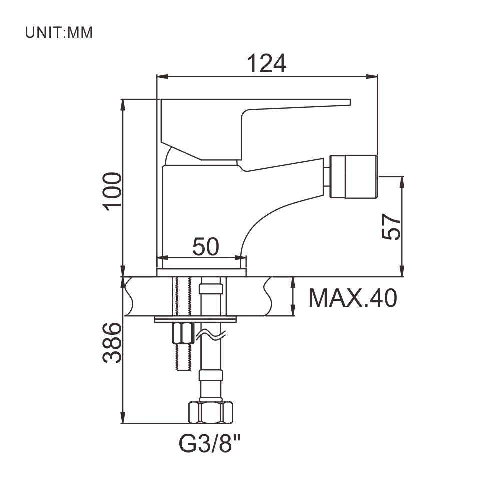 Ibergrif Miscelatore Monocomando Bagno con Flessibili Acqua Calda Fredda 3/8 Pollici da 40 cm & M15057 Star, Miscelatore Bidet Bagno Monocomando, Bidè per Lavabo, Cromo, Argento