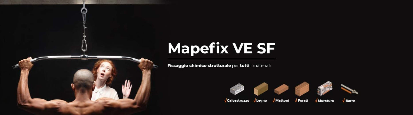 Mapefix VE SF da 300 ml - Fissaggio chimico a base di resina vinilestere ibrida senza stirene per carichi strutturali. Certificato per barre filettate, ferri di ripresa, carichi sismici C1.