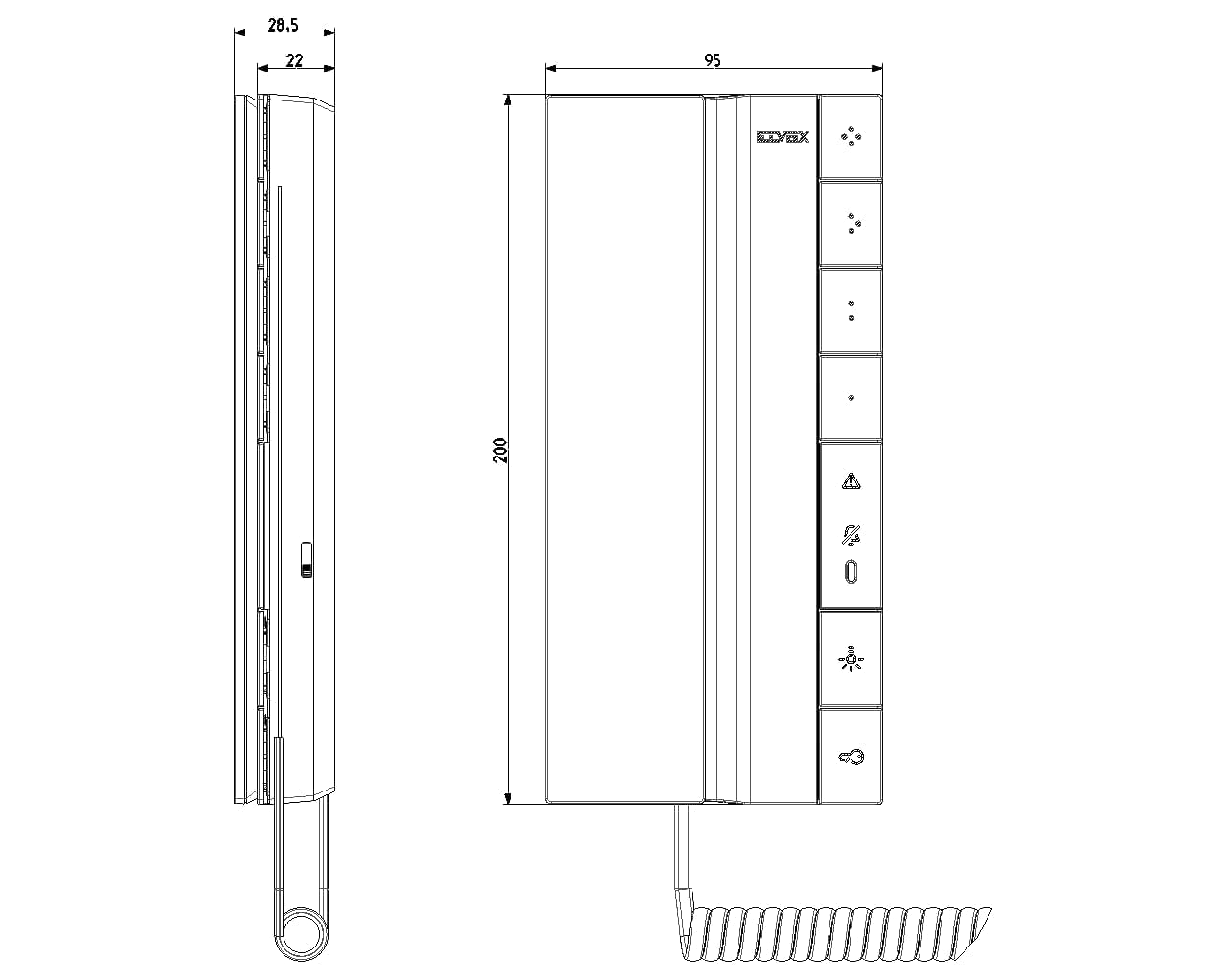 VIMAR 40542 citofono 2 fili Voxie, con 6 pulsanti per le funzioni di apertura e servizio ausiliario, 4 pulsanti programmabili, installazione sporgente