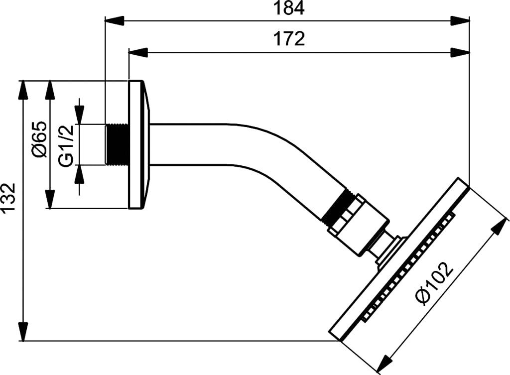 Ideal Standard B9436AA IDEALRAIN Soffione di diametro 100 mm con braccio ad angolo, finitura cromata