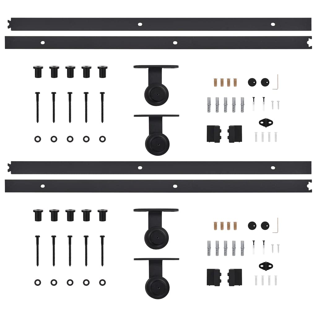 vidaXL Kit di Binari per Porte Scorrevoli 2 pz 183 cm in Acciaio Nero