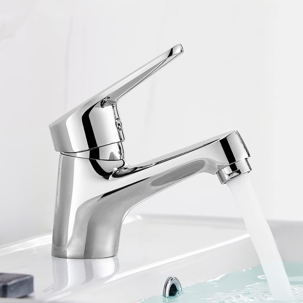 Ibergrif M11050-Roma Miscelatore Monocomando Lavabo Rubinetto Da Bagno Cromo & , Scarico Lavabo Bagno Universale Pop Up 1/4 '', Valvola Piletta Lavandino Click Clack