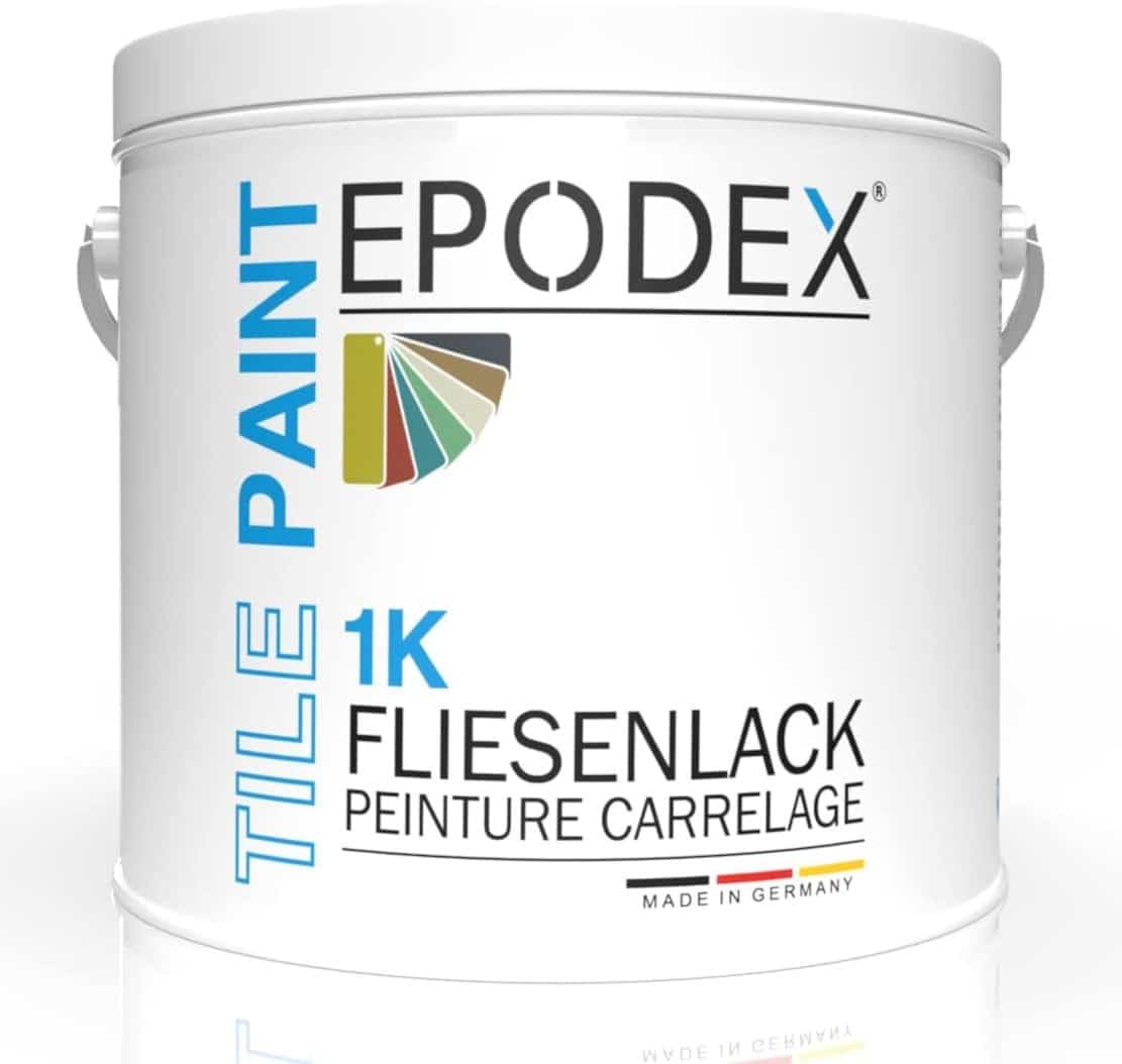 EPODEX® 1K TILE PAINT | Vernice per piastrelle | Colore per piastrelle da parete e soffitto del bagno cucina | 45 colori bianco colorato | inodore senza solventi, resistente all'abrasione | sconto