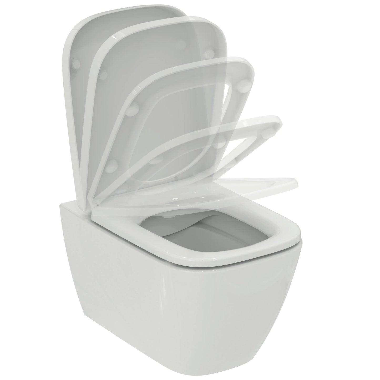 Ideal Standard - i.life B, WC sospeso RimLS+ senza brida completo di copriwater a chiusura rallentata, E-packaging dedicato al trasporto di ceramica, Bianco