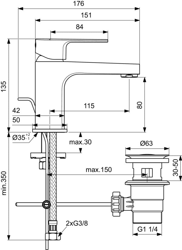 Ideal Standard - Cerafine D, Miscelatore monocomando per lavabo, Cromato