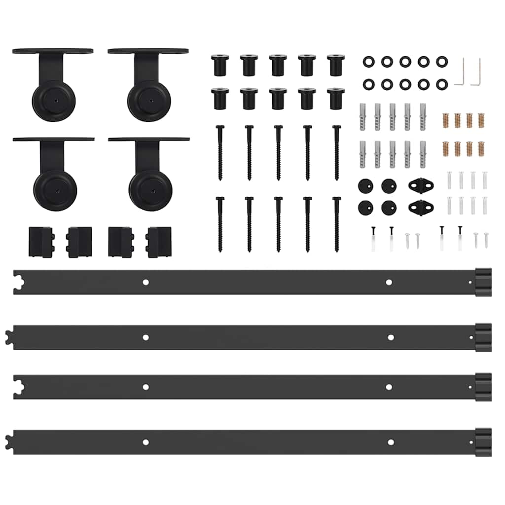 vidaXL Kit di Binari per Porte Scorrevoli 152,5 cm Acciaio Nero