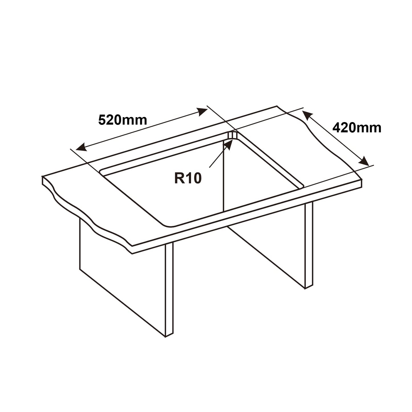 Ibergrif Lavello da cucina a ciotola singola in acciaio inox fatto a mano con 2 fori,lavello residenziale in acciaio inossidabile 304 con kit di scarico e filtro a cestello,55x45x19cm Nero