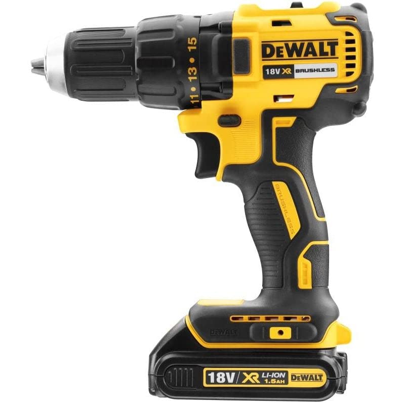 DEWALT DCD777S2T-QW - Trapano avvitatore senza spazzole XR 18V, 13mm, 65Nm con 2 batterie Li-Ion da 1,5Ah e valigetta TSTAK, nero, giallo