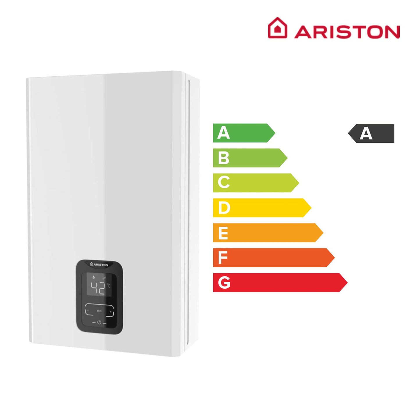 Ariston Next Evo X - Scaldabagno 11L/min Basso Consumo Riscaldatore Gas Naturale Impermeabile e Termostatico Tecnologia Low Nox, 16.5x34.5x65 cm Fabbricato per l'installazione in Spagna