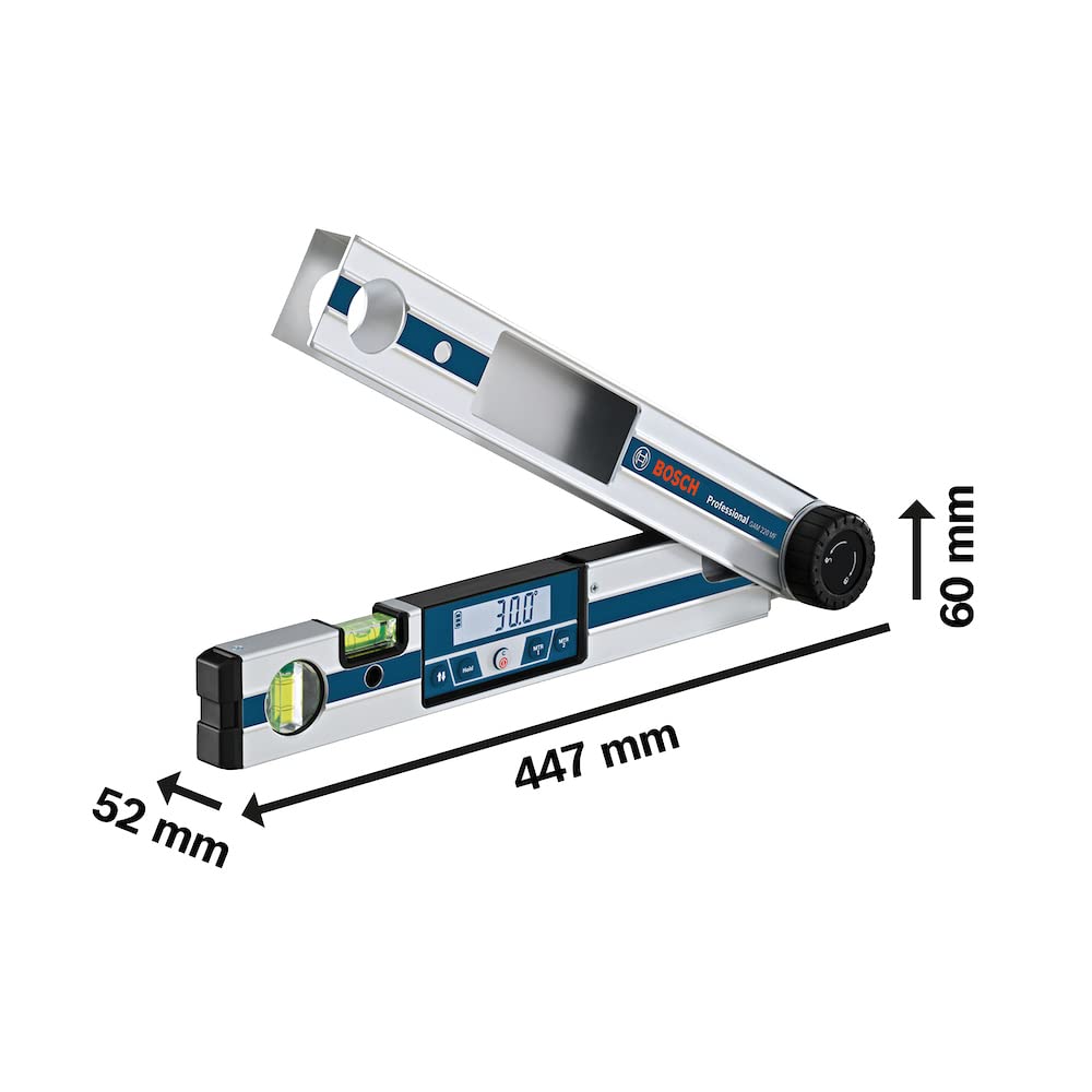 Bosch Professional Goniometro GAM 220 MF (Calcolo Degli Angoli, Campo di Misura: 0 - 220º, Lunghezza: 40 cm)