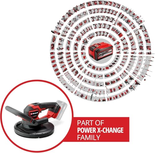 Einhell Professional Levigatrice per cartongesso a batteria TP-DWS 18/225 Li BL Solo Power X-Change (18 V, senza spazzole, incl. 6 x carta abrasiva Ø 225 mm e 1 x panno a rete, senza batteria)