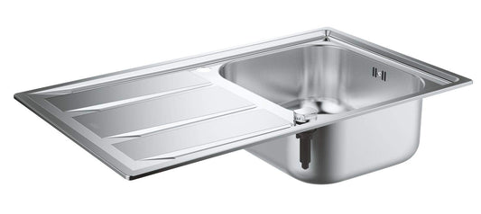 GROHE K400 | Lavello da cucina - sopratop, reversibile, piletta di scarico con azionamento automatico | include: piletta automatica, sifone, set di installazione | Acciaio inox | 31566SD0