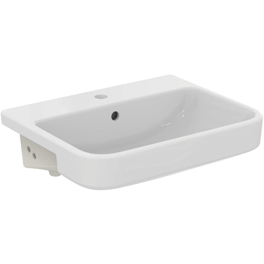 Ideal Standard - i.life B, Lavabo rettangolare da 55cm da semincasso, Con foro per la rubinetteria, Con foro troppopieno, Bianco