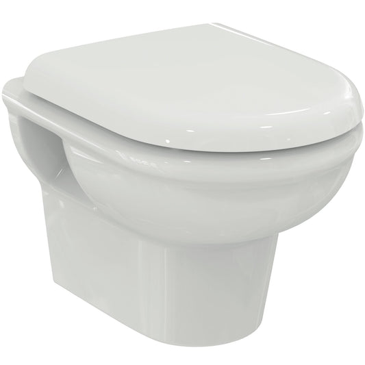 Ideal Standard Exacto R051101 - WC a parete senza sentimento (RimLS+) con sedile WC Softclose (abbassamento automatico), colore: Bianco