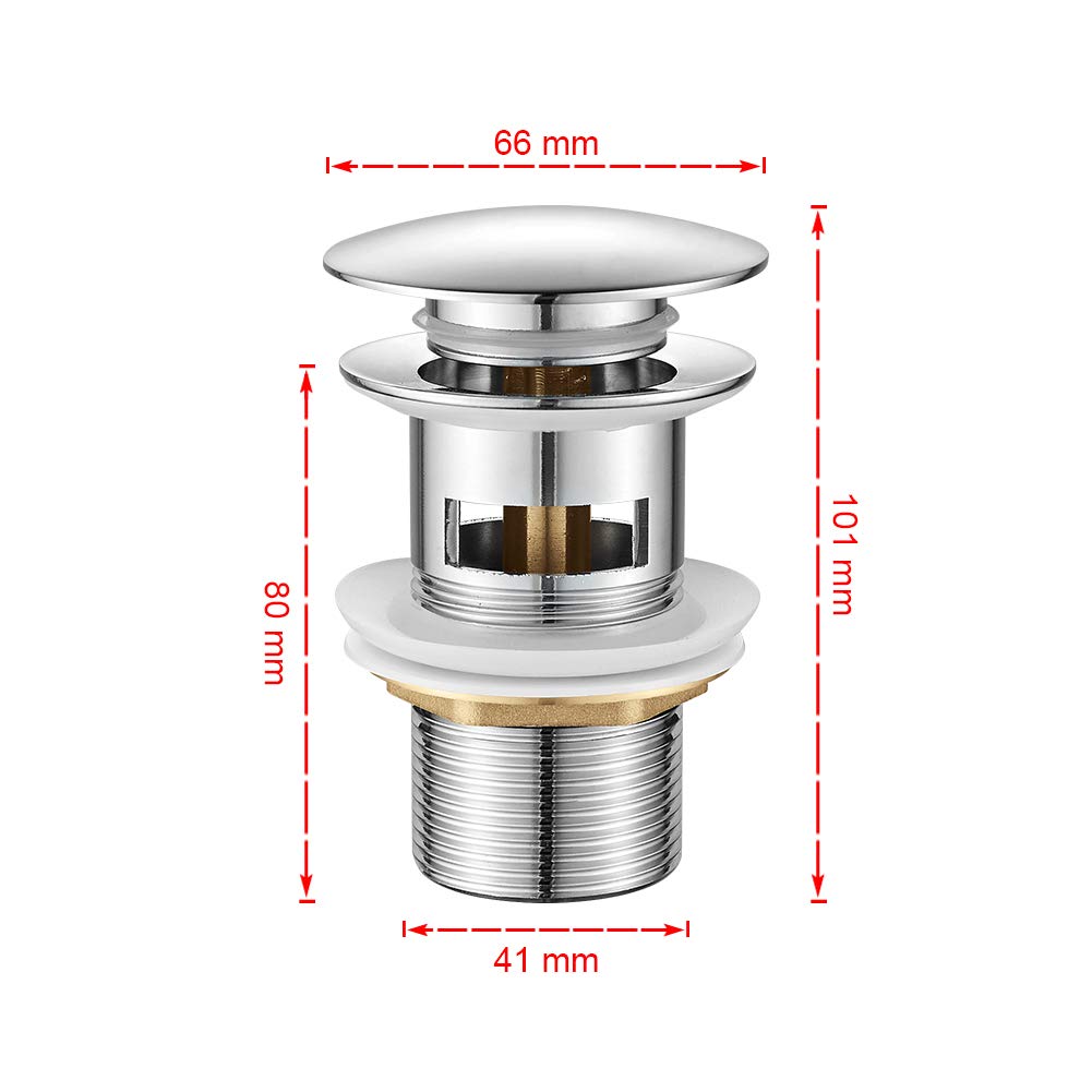 Ibergrif M15050 - Bidé De Lavabo De Baño Latón,Plata & , Scarico Lavabo Bagno Universale Pop Up 1/4 '', Valvola Piletta Lavandino Click Clack, Con Troppopieno, M, Grigio (Argento)