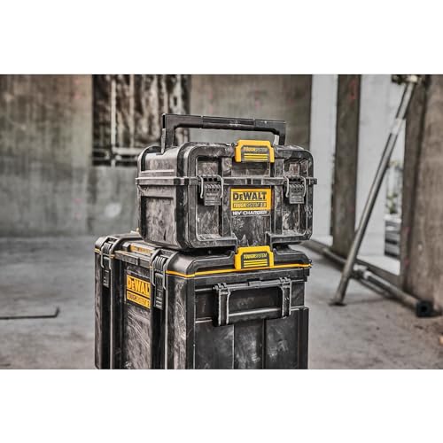 Dewalt Dwst83471-Qw 1/2 Tough System 2.0, Doppio Caricabatteria 4A con Carica Simultanea per Batteria Xr 18V, Flexvolt, Ventola Interna per Dissipazione Calore Quando Chiusa